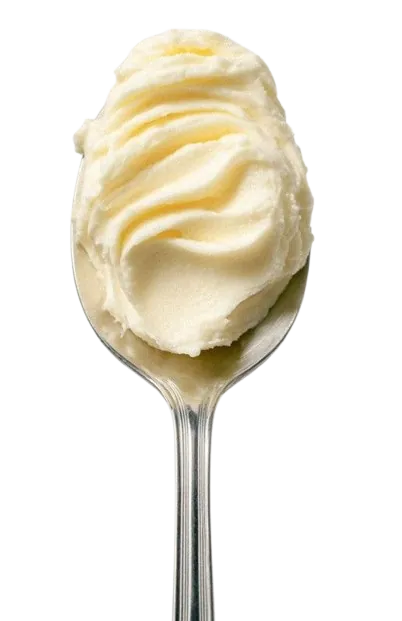 A spoonful of whipped tartza cream cheese